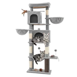 SONGMICS Arranhador para Gatos Grande, Torre de Gato com 2 Cestos, 2 Tocas, Poste de Arranhar, para Gatos de Interior, C