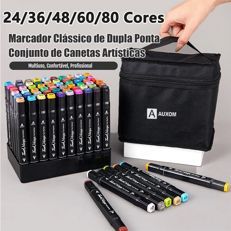 Kit Livro De Colorir Capa Dura 50 Páginas + 24/36/48/60/80 Cores Caneta Marcadora Com Ponta Dupla Pintura De Arte