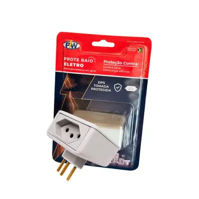Protetor Contra Raios e Descargas/Picos de Energia - Protetor de Raio PW Eletro 2 Tomadas 127V/220v