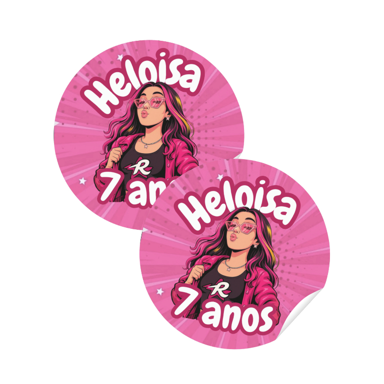 Adesivos Personalizados 4x4cm - Emilly Vick Dos Rosa | Lembrancinha | Aniversário | Mêsversário - Qualquer tema