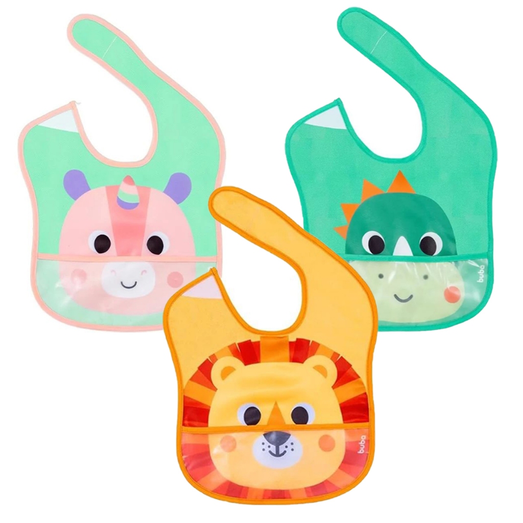 Babador Com Bolso Impermeável Ajustável Animal ZOO Buba