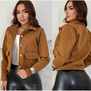 Jaqueta Estruturada Botões Bolsos Falsos Tecido Lã Batida Moda Inverno Festas São João Escritório em Oferta na Shopee