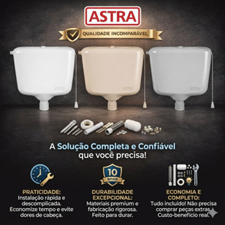 Caixa de Descarga Astra 6 a 9 Litros  Ajustável Original Decoração Banheiro Cordinha em Oferta na Shopee