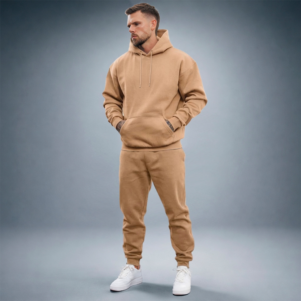 Kit Conjunto Liso Moletom Minimalista Calça Jogger Blusa Canguru Capuz Bolso Algodão Flanelado Kit