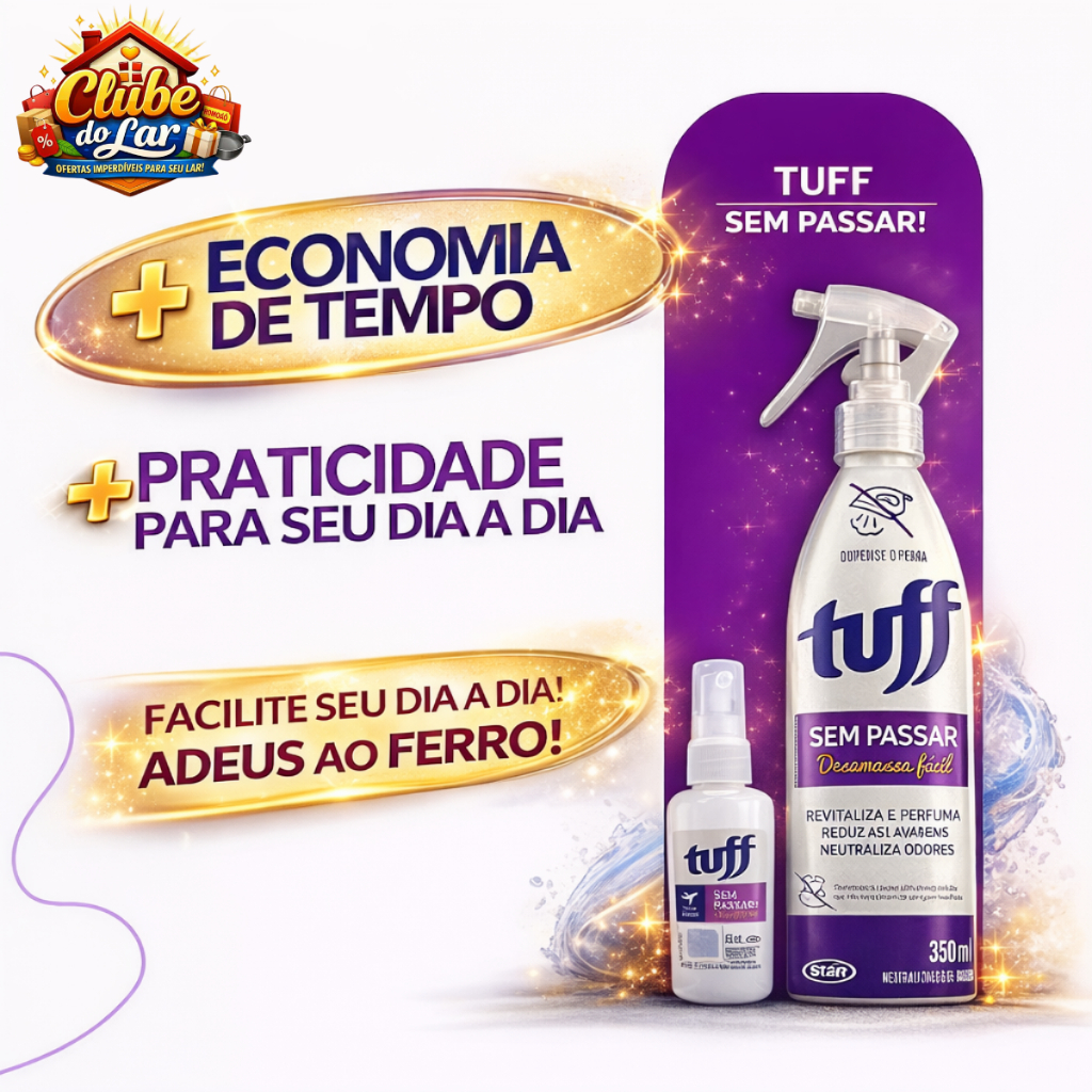 Tuff Sem Passar Spray 350ml/60ml Anti Amassado Prático Rápido Sem Ferro Oferta