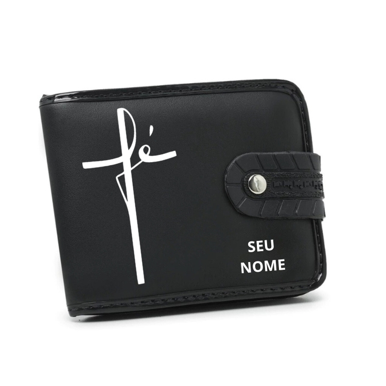 Carteira Masculina Couro Sintético Abotoar Com Botão Alta Qualidade