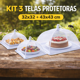 Kit 3 Telas Protetoras Alimentos Anti Mosca Insetos para Mesa em Oferta na Shopee