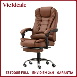 Cadeira de escritório presidente, cadeira de home office com apoio para os pés e encosto ajustável(Preto)