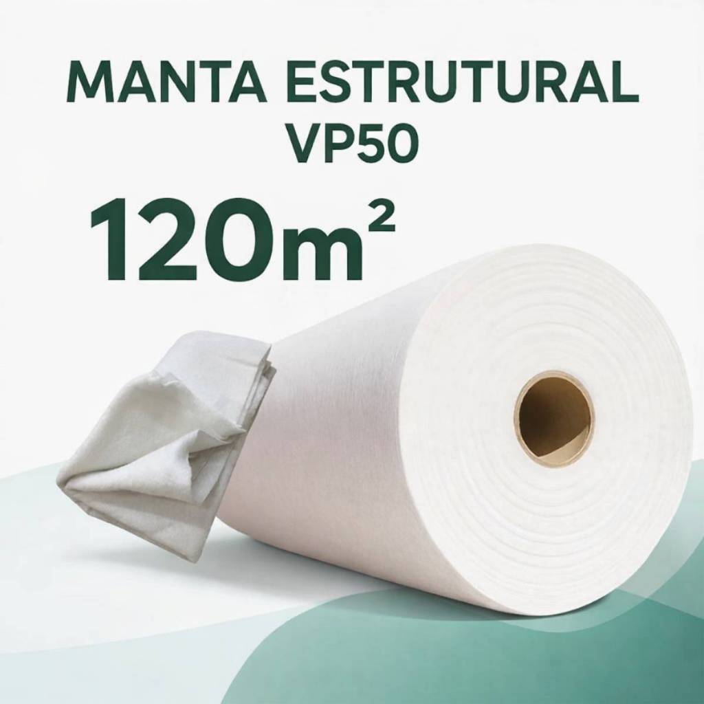 Manta Estrutural VP50 120 Metros Reforço Para Impermeabilização Alta Resistência