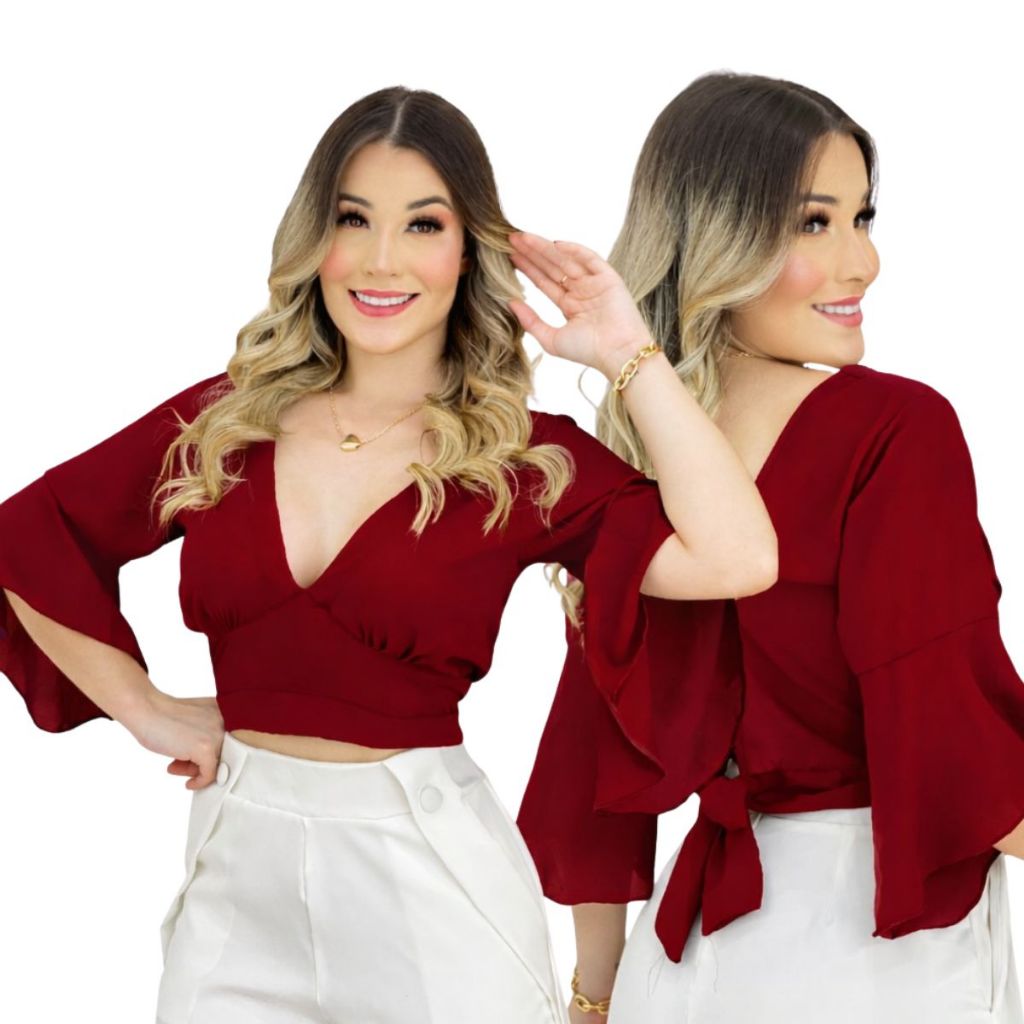 Blusa Feminina Cropped Manga Longa Asa De Morcego Lançamento Carnaval em Oferta na Shopee