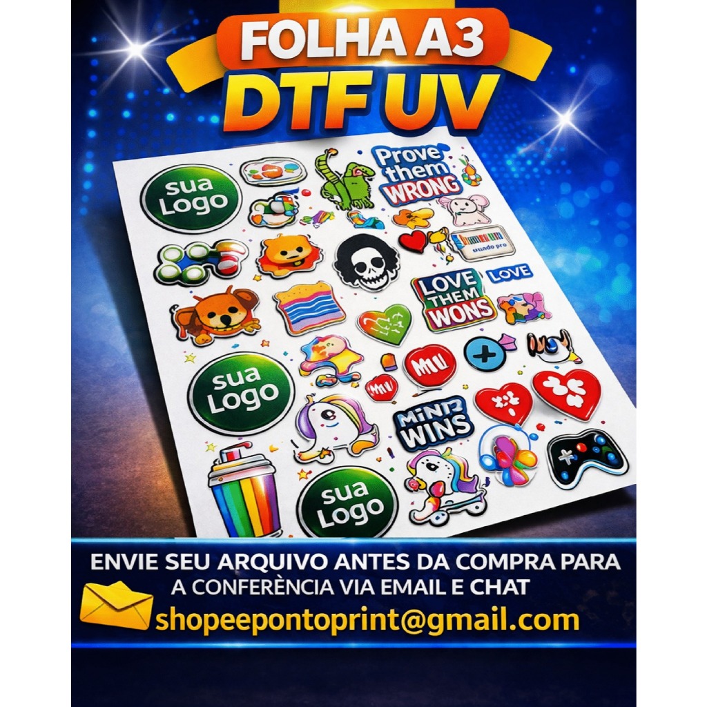Adesivo DTF UV A3 | Alta Qualidade | Pronto para Aplicar - ENVIAR ARQUIVO NO CHAT Adesivo DTF UV A3 | Alta Qualidade | Pronto para Aplicar - ENVIAR ARQUIVO NO CHAT