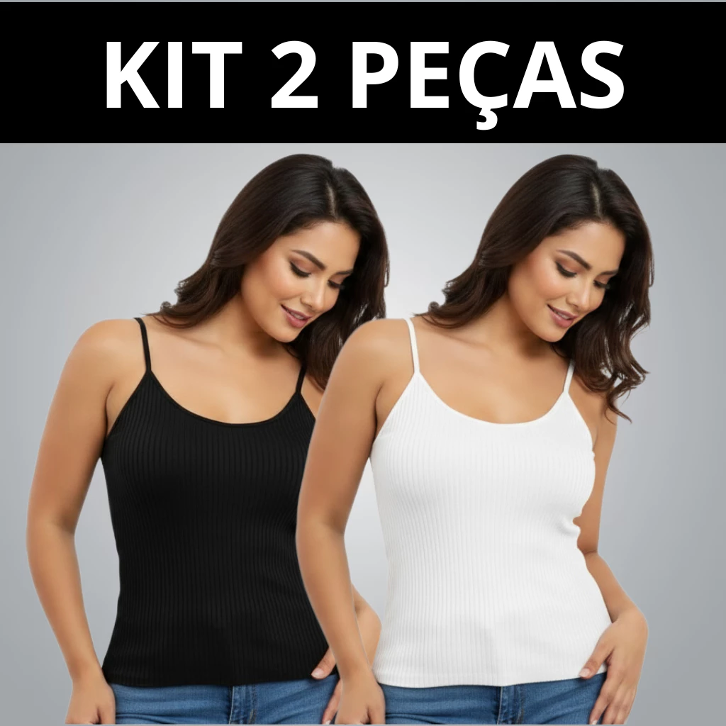 Kit 2 Blusa Regata Feminina Básica Alcinha Canelada — imagem 1