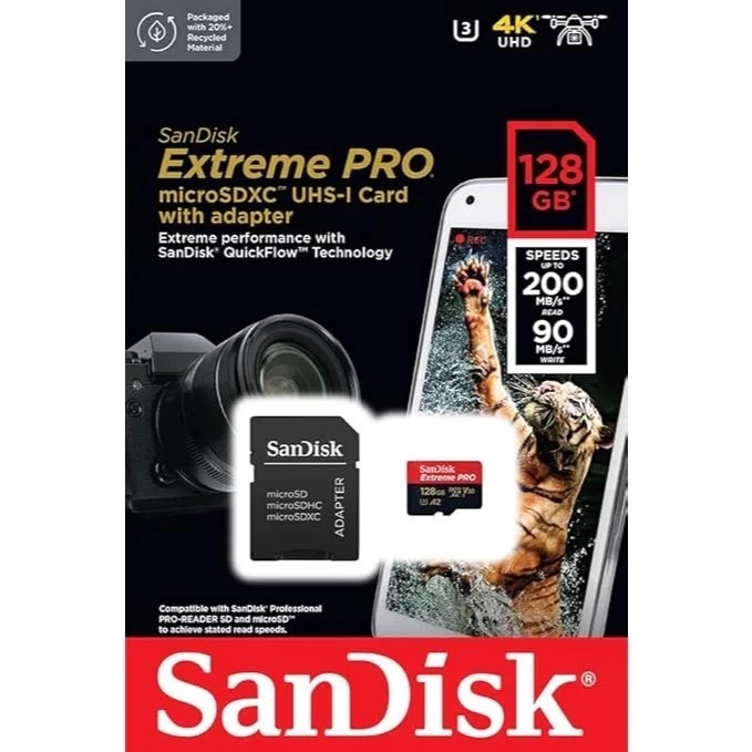 Cartão de Memória 128gb Micro Sd Extreme Pro 200mbs
