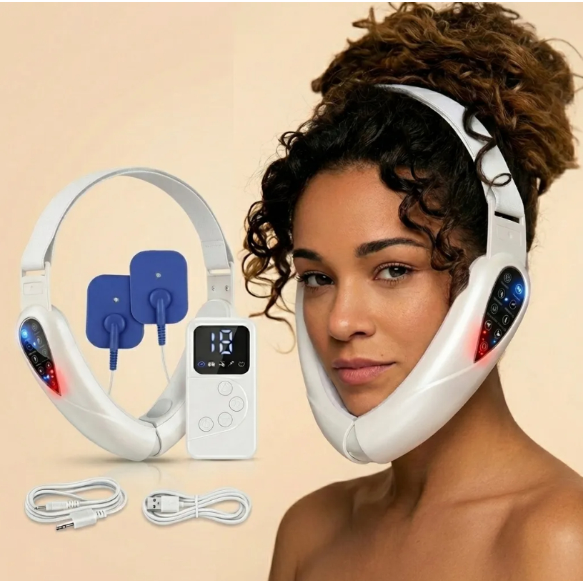 Aparelho Massageador Facial Elétrico, Redutor Facial de Papada e Rugas KA-2220