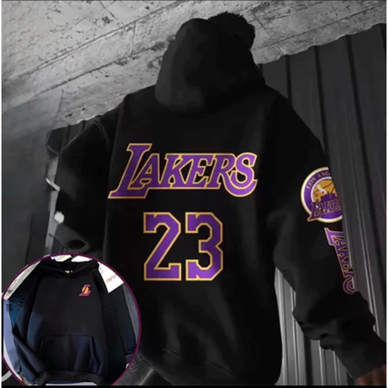 Moletom Canguru Com Capuz Basquete LA Streetwear Personalizado Inverno Frio Basquete Esporte Fitness Gym