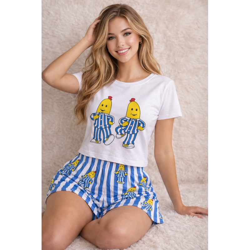 Pijama Feminino Adulto Baby Doll Banana de Pijama