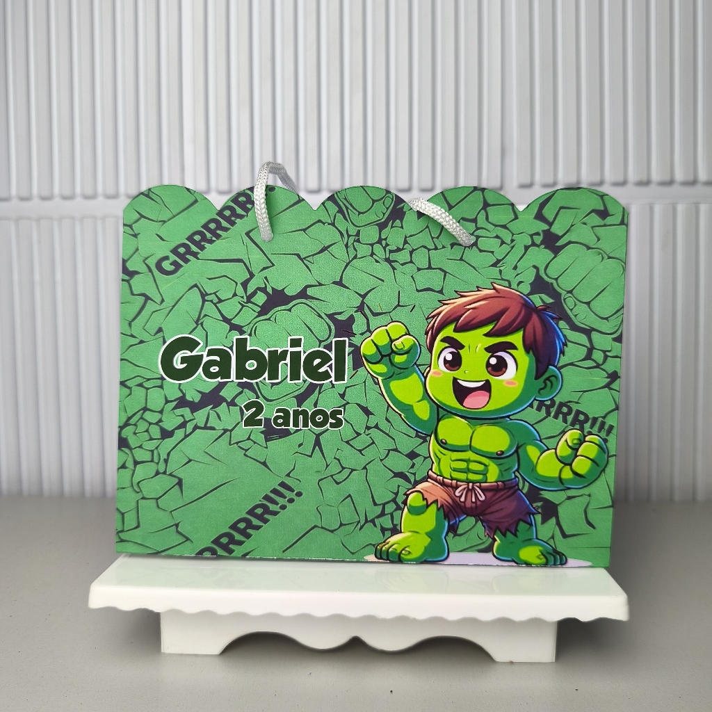Sacolinha Personalizada PEGUE E MONTE Hullk Lembrancinha Festa infantil sacolinha surpresa