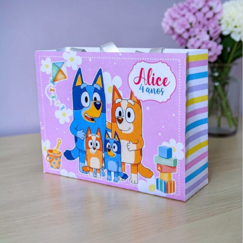 Sacolinha Personalizada Bingo e Bluey | Lembrancinha | Aniversário Bluey - PEGUE E MONTE