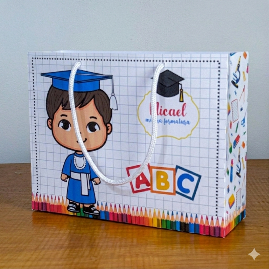 10/20/30 Sacola Surpresa Personalizada com Alça Formatura | Lembrancinha de Festa Infantil Aniversário | Pegue e Mont