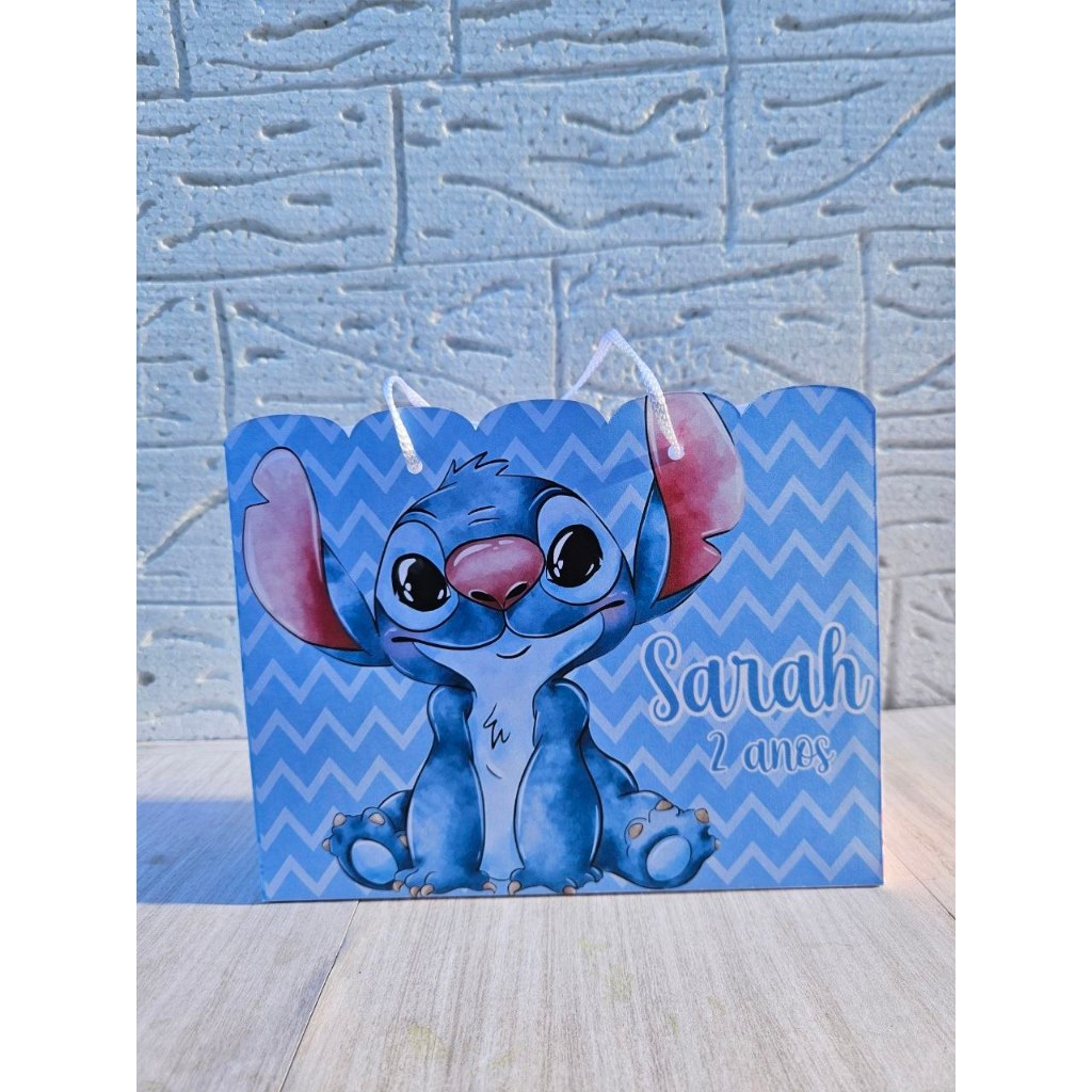 SACOLA PERSONALIZADA PEGUE E MONTE STITCH -PARA FESTA, ANIVERSÁRIO, LEMBRANCINHA