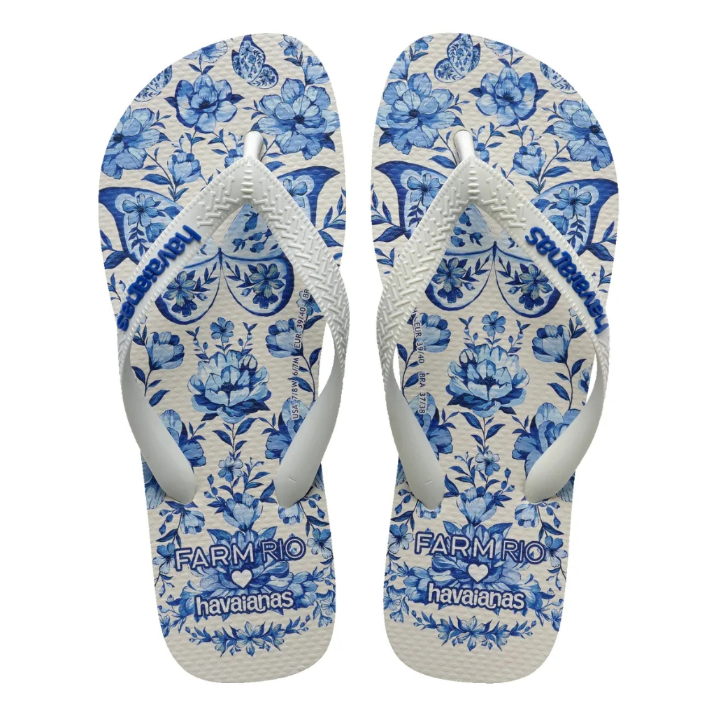 ORIGINAL! Chinelo Havaianas Branco Farm Jardim de Porcelana