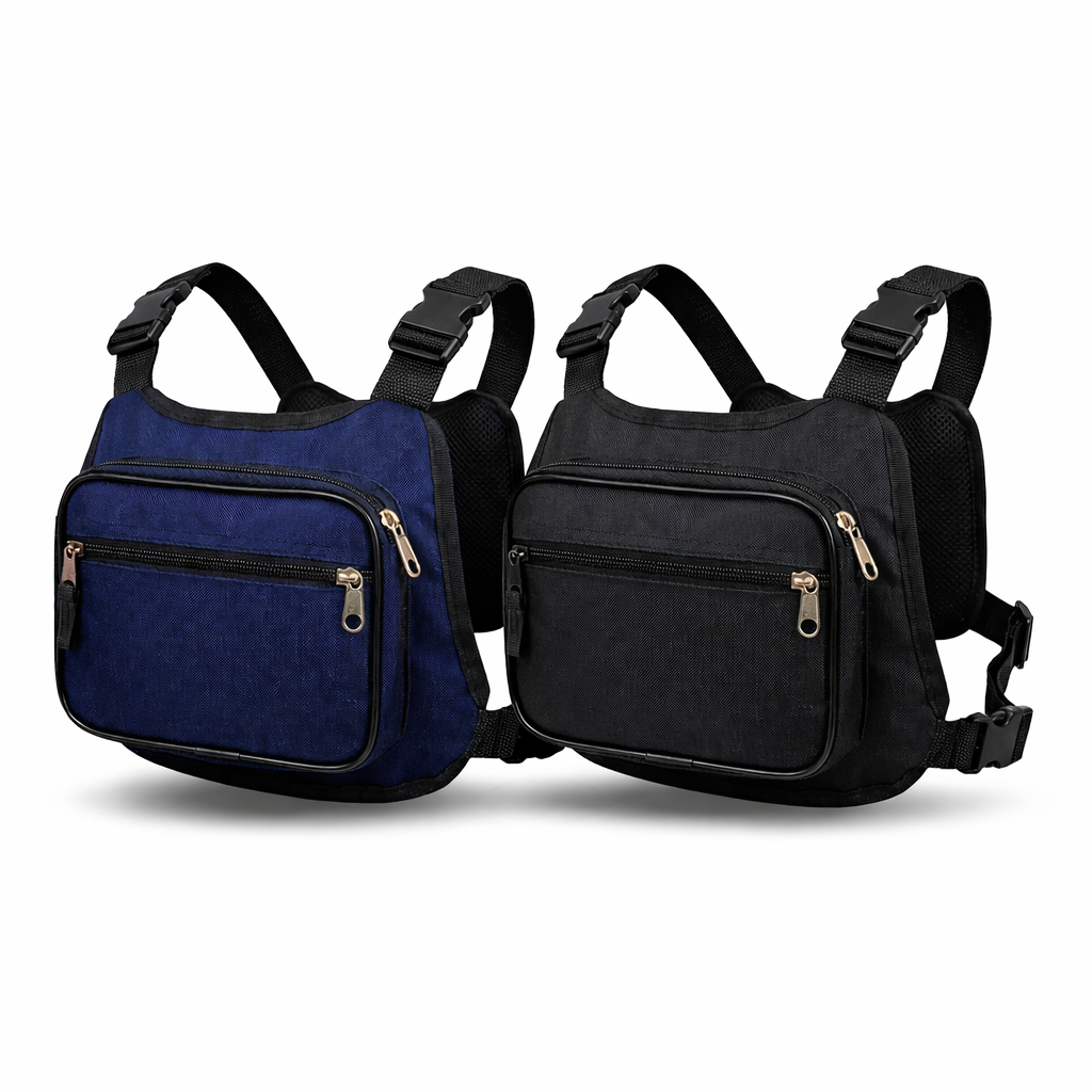 Kit 2 Bolsas de Peito Chest Bag Tática Pochete Motoboy Uber Transversal 2 Bolsos Ajustável Unissex
