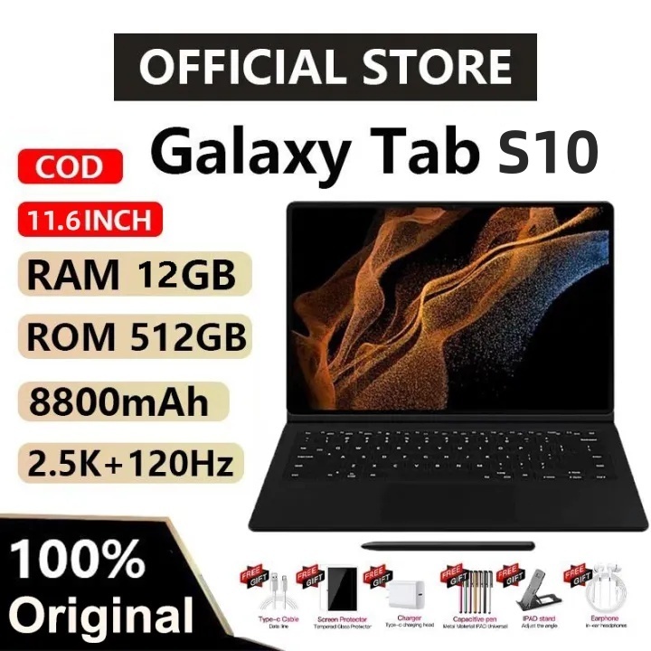 【Teclado + mouse grátis】Galaxy Tab S10 | 12GB+512GB |  HD 11.6" | Android 15 | 8800mAh | Presente Perfeito para Crianças