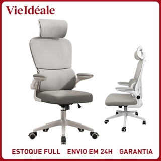 Cadeira de Escritório Ergonômica Com Apoio Lombar e Apoio de Cabeça Cinza com estofado de mesh em Oferta na Shopee