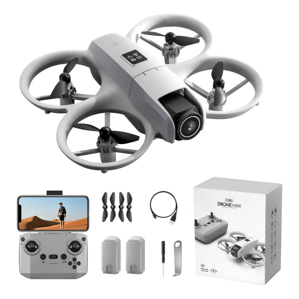 Mini Drone GT3 D1 Pro Câmera Dupla 180⁰ Sensor Evita Obstáculos Sensor Fluxo Óptico Estável Led Manobra 360⁰ Wifi FPV HD
