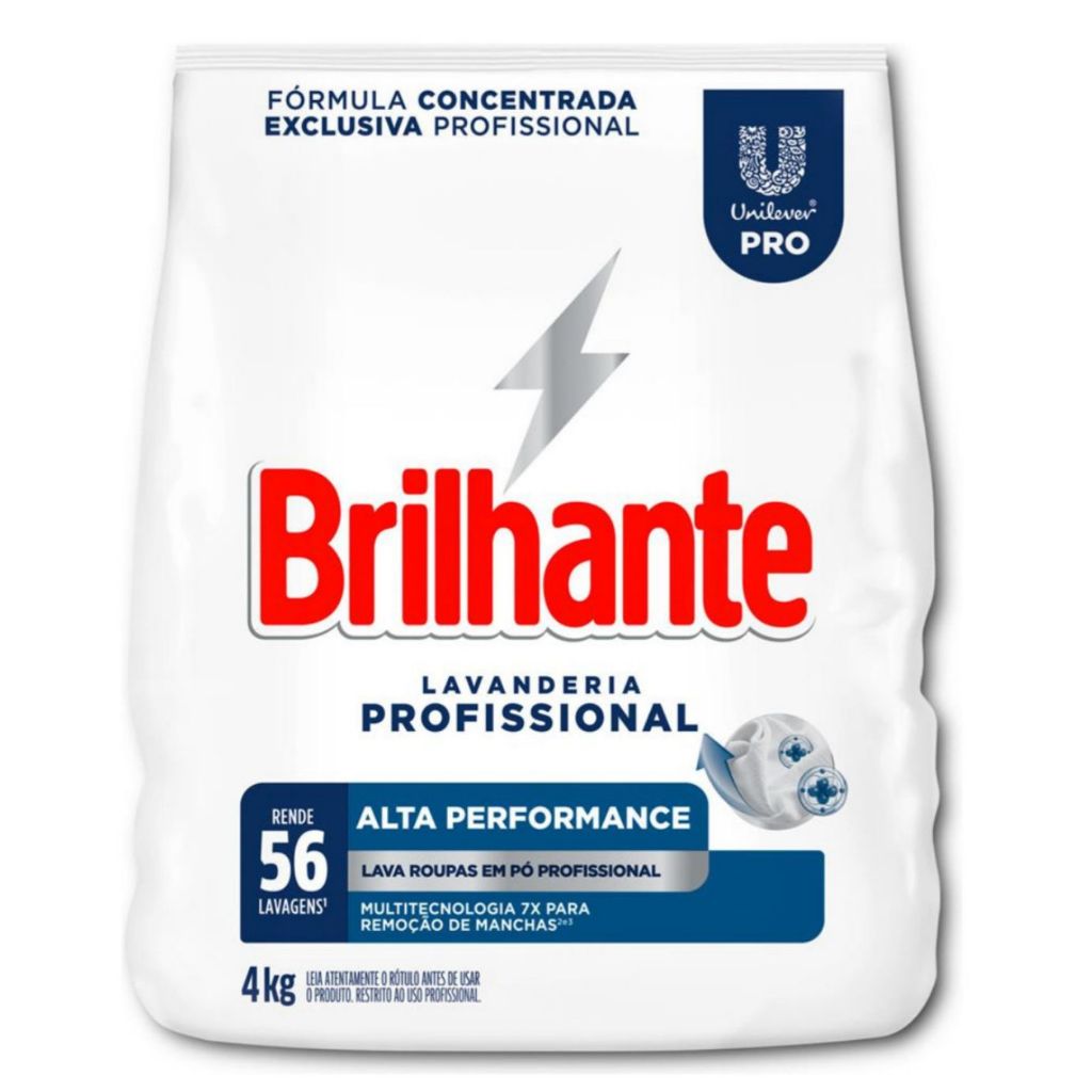 Sabão em Pó Brilhante 4Kg Lavanderia Profissional Alta Performance Pacote Econômico em Oferta na Shopee