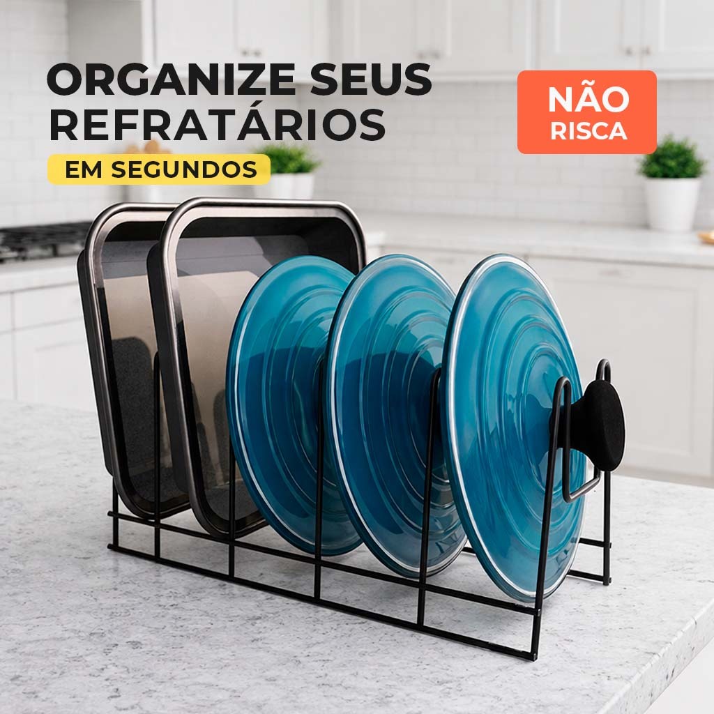 Porta Tampas de Panela Organizador Aramado Aço para Armário