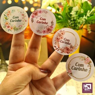 Kit 120 Adesivos Com Carinho 4x4cm Etiquetas de Agradecimento para Embalagens Lembrancinhas Presente em Oferta na Shopee