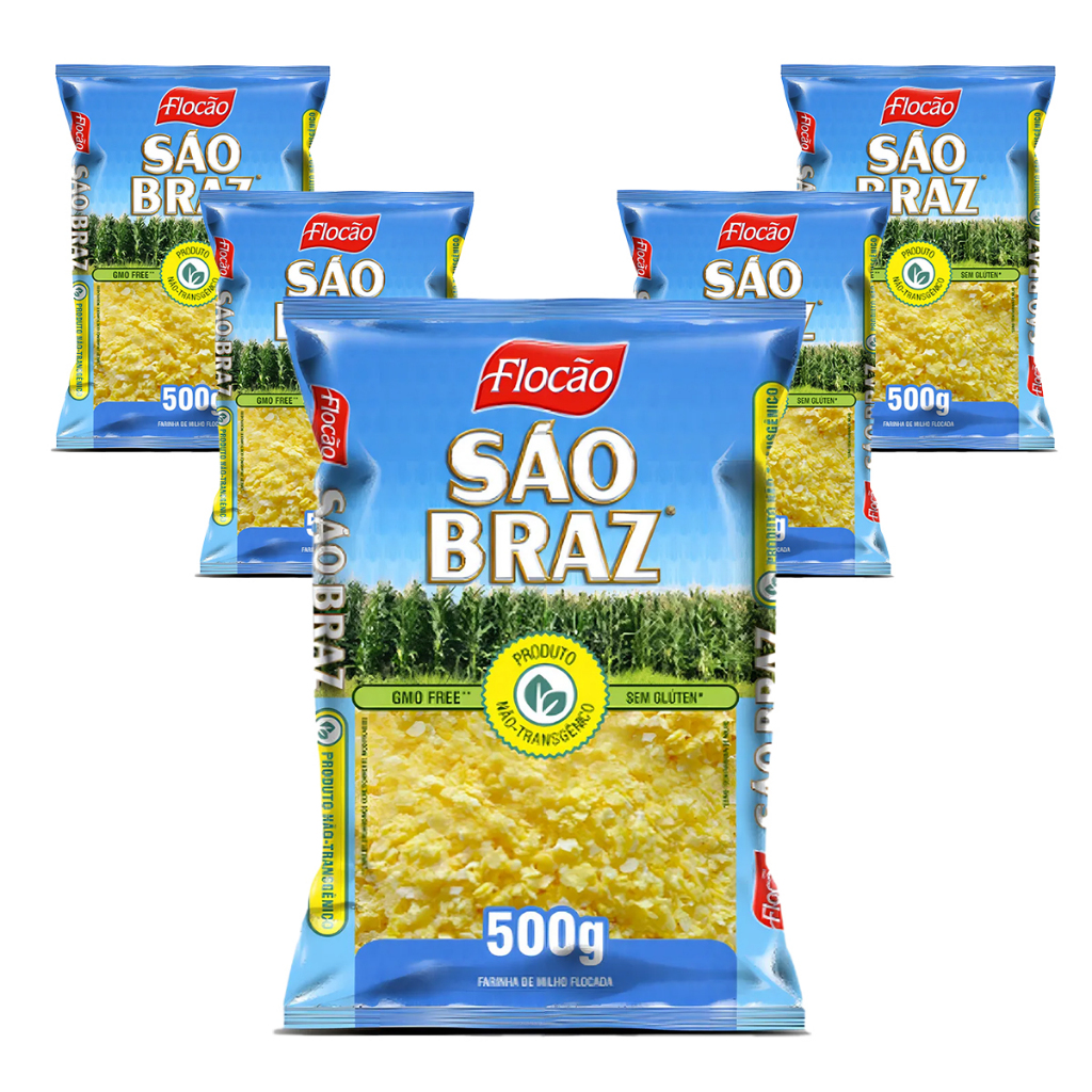 Flocão de Milho São Braz 500g Cuscuz não Transgênico 100% Natural Sem Glúten Natural Da Bahia