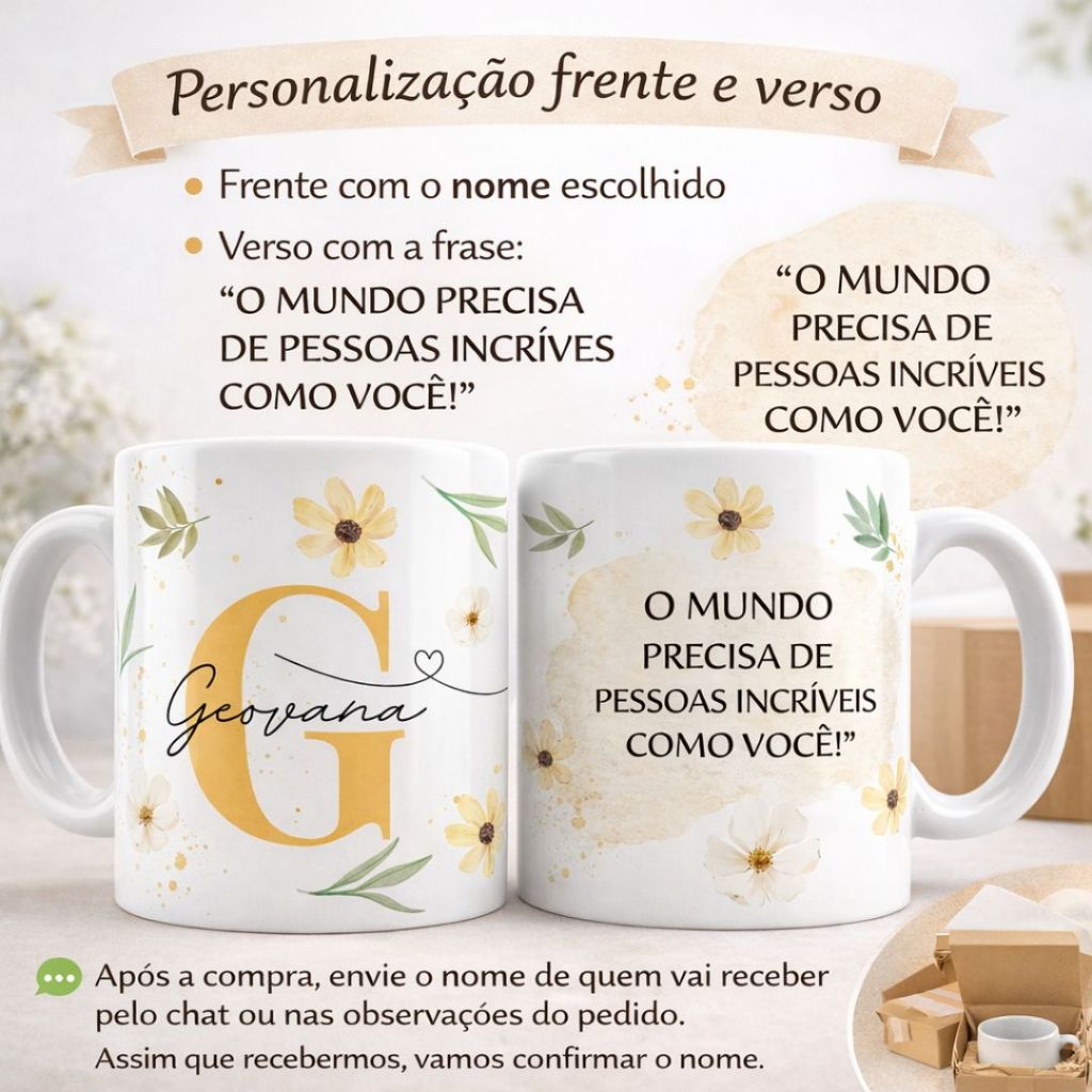 Caneca Personalizada com Nome Presente Criativo e Exclusivo Porcelana 325ml