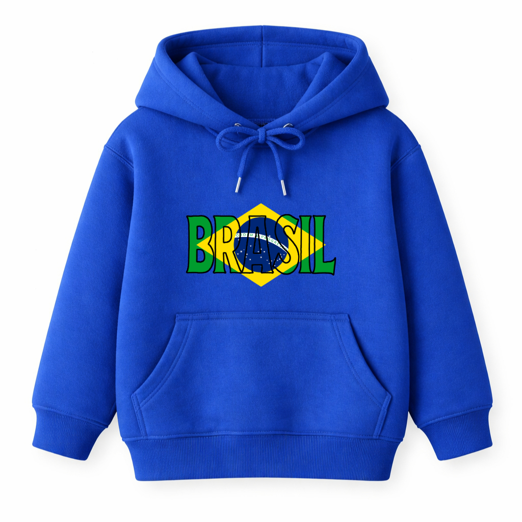 Moletom Canguru Bolso Infantil Brasil Torcedor Verde Amarelo Grosso Varias Cores