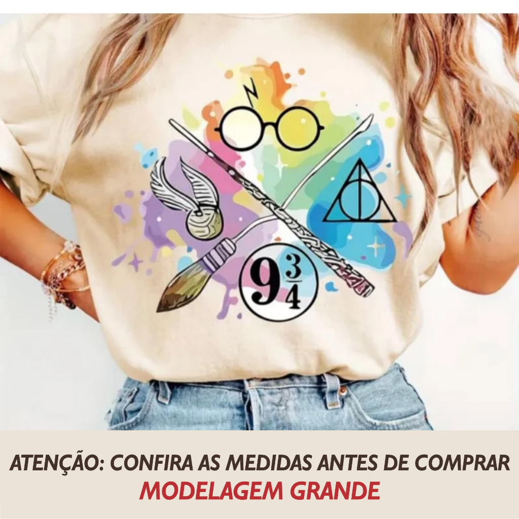 Camiseta Harry Potter Varinha das Varinhas Camisa Plataforma Camiseta Triângulo HP em Oferta na Shopee