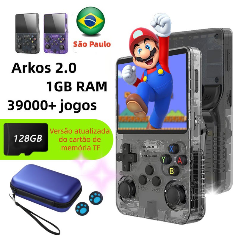 【128GB】R36S Console de Jogos Portátil,Arkos 2.0,1GB RAM，Mini Video Game Portatil,39.000 jogos,Brinquedos de Menino