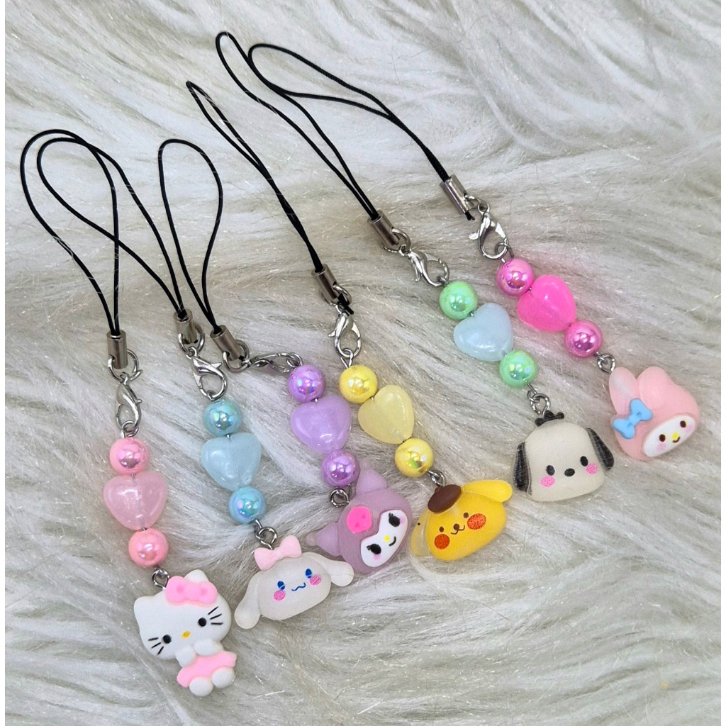Kit Chaveiro Pingente Celular Sanrio Kawaii | Hello Kitty, Kuromi, My Melody, Cinnamoroll | Acessório Fofo