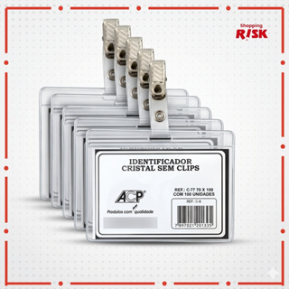 Crachá Horizontal 7x10cm ACP Cristal COM PRESILHA Jacaré ATACADO C-7 em Oferta na Shopee