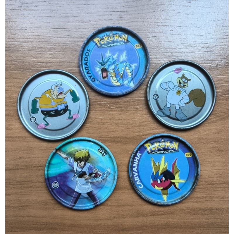 Tazos de Metal Pokémon Yu-Gi-Oh Bob Esponja Lote com 5