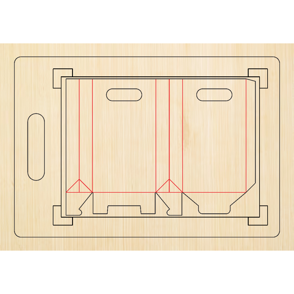 Faca de Corte e Vinco - Sacola 19,5X4X17CM com Alça Fundo Americano Formato A4
