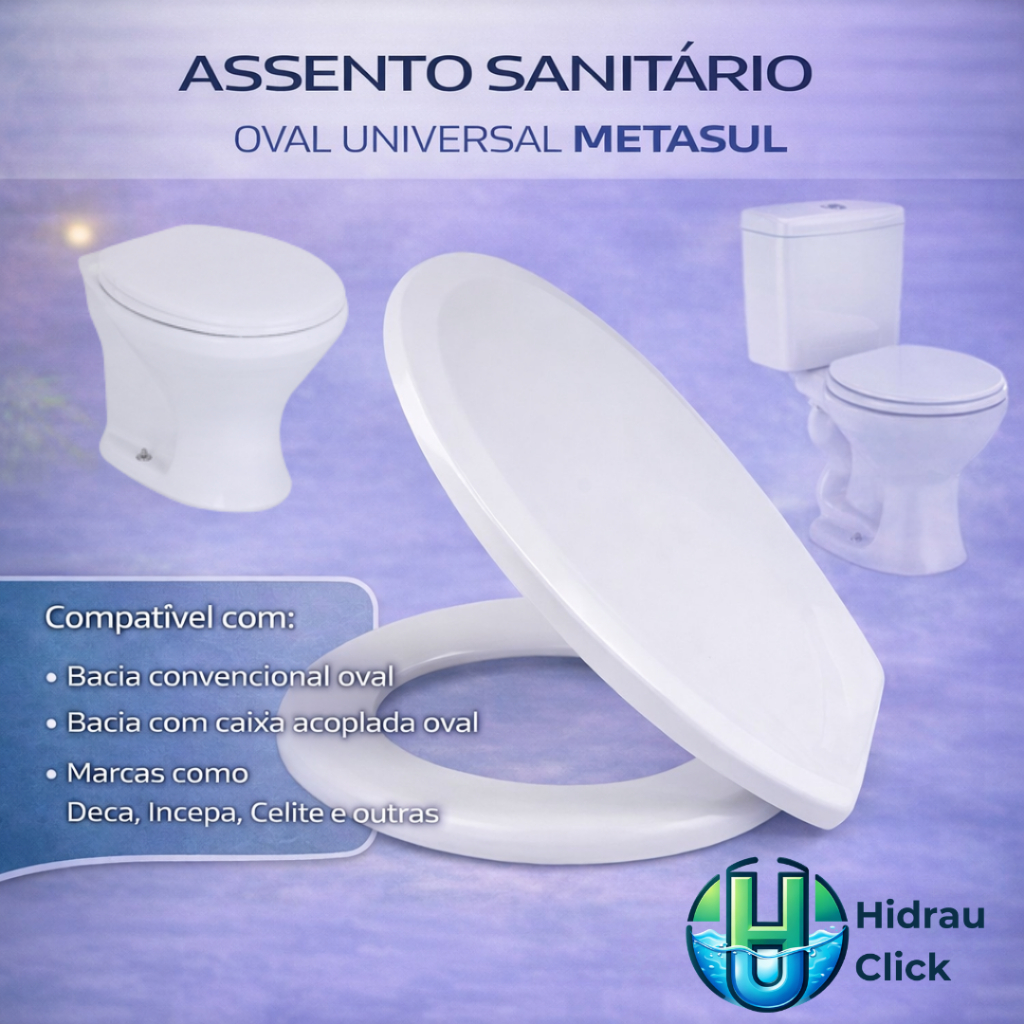 ASSENTO SANITARIO OVAL UNIVERSAL BRANCO PLASTICO METASUL