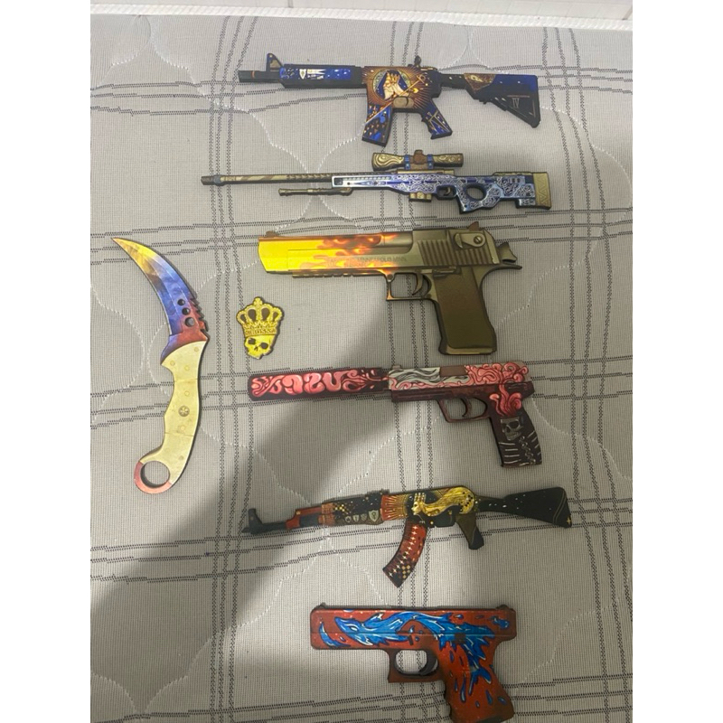 Kit Armas Decorativas MDF CSGO – AK-47, AWP, Desert Eagle e Karambit | Decoração Gamer Counter-Strike