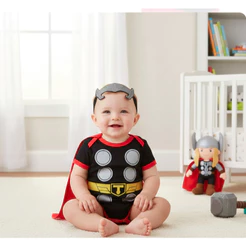 Body Bebê Infantil Menino Mêsversário Temático Thor Super Herói Confortável Linha Premium