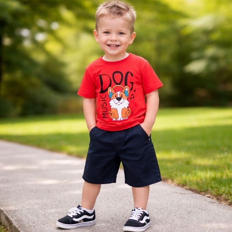Kit 4 Peças Conjunto Infantil Masculino Roupa Menino 2 a 10 Anos Camiseta e Bermuda Promoção