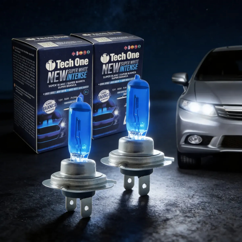 Par Lampada Super Branca H7 8500k Tipo Xenon 12v 55w Techone