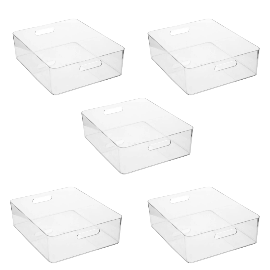 5 Caixa Cesta 30 x 25 Organização Armazenamento Multiuso Closet Lavanderia Cozinha Banheiro