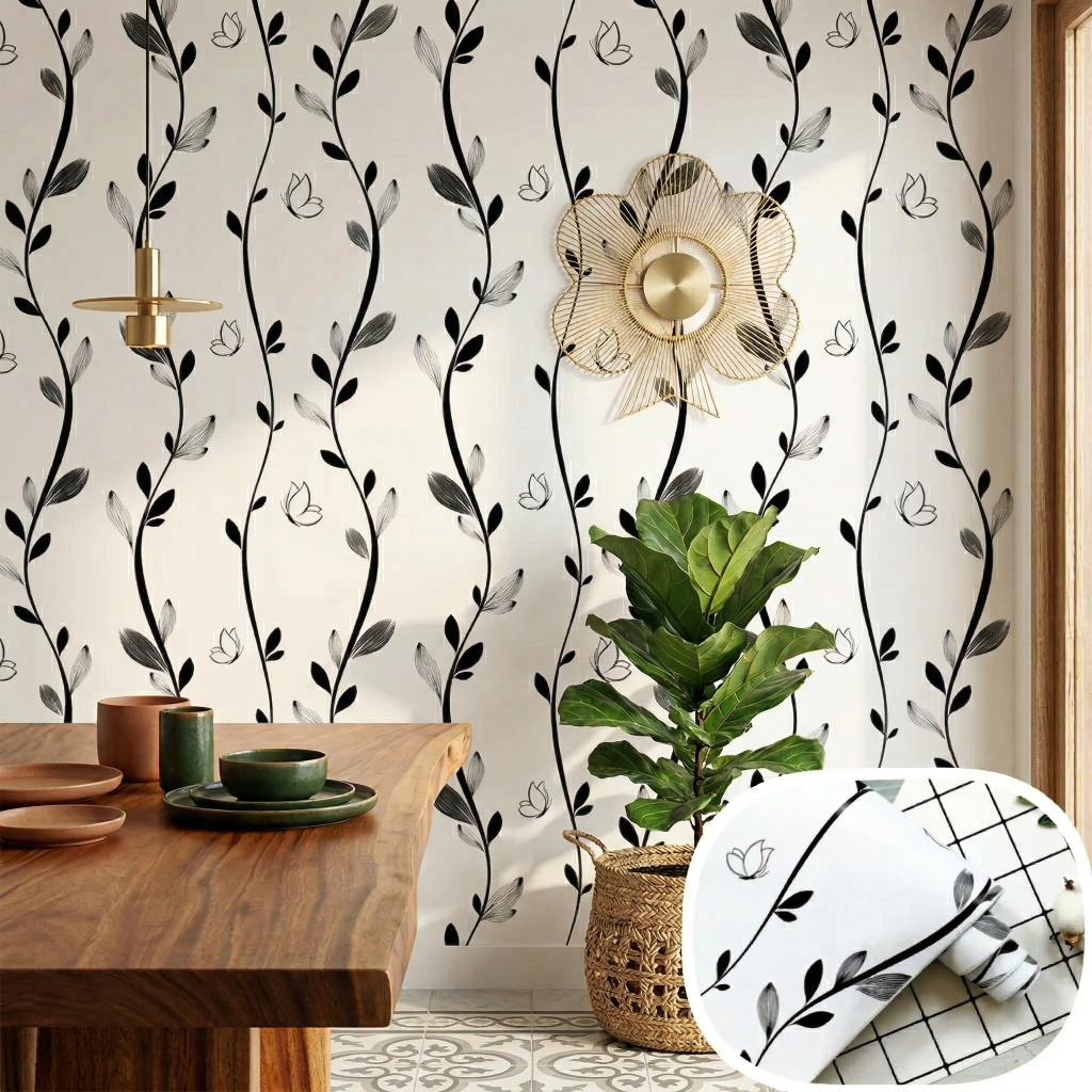 Papel De Parede Adesivo Floral Delicado Vinil Lavável 5m