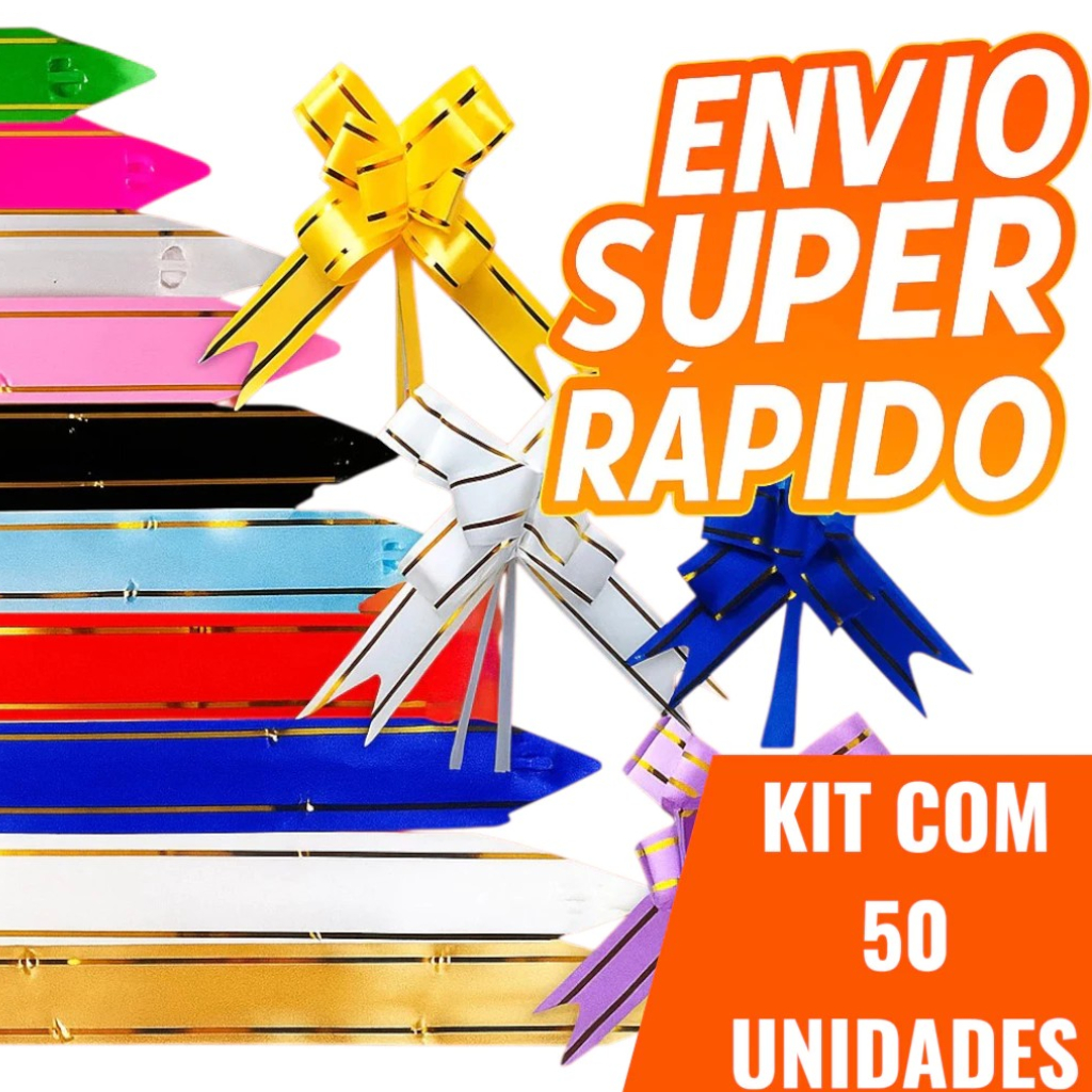 Kit 50 ou 100 Laços Mágicos Presente Filete Dourado P/M/G Diversas Cores em Oferta na Shopee