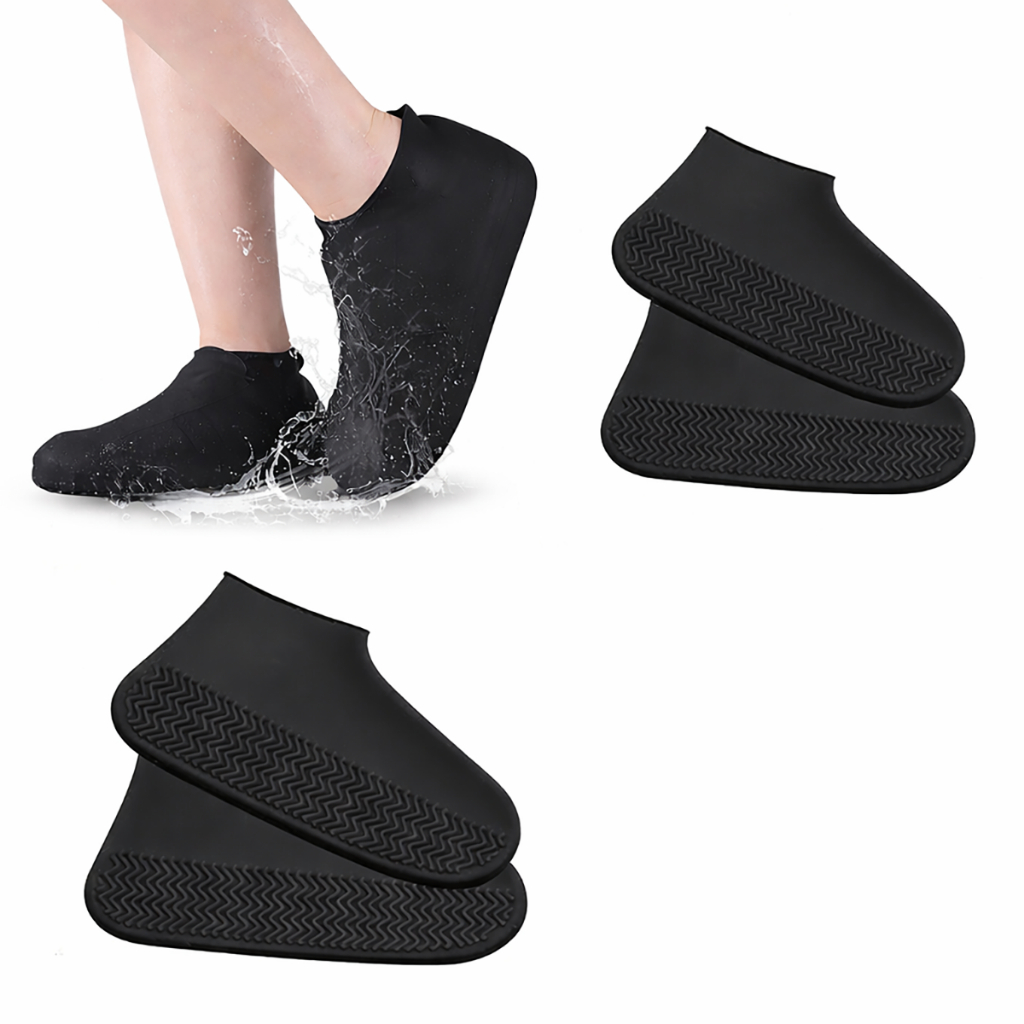 Capa Protetora Sapato Silicone Preta Impermeável Antiderrapante Reutilizável Chuva Lama
